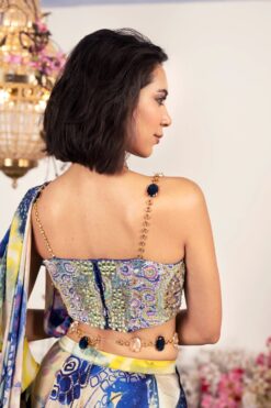 Indigo Ink Lehenga Set With Embellished Strap Corset -Lillys Clothing Shop ECM 1857 1
