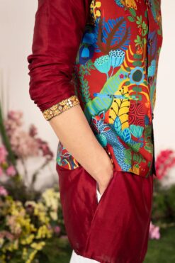 Crimson Bundi Kurta And Pant Set -Lillys Clothing Shop ECM 1991 1
