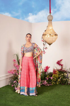 Coral Pant Bralette And Frenzy Cape Set -Lillys Clothing Shop ECM 2150