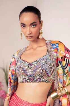 Coral Pant Bralette And Frenzy Cape Set -Lillys Clothing Shop ECM 2158