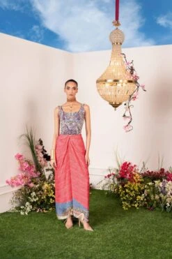 Embellished Corset Paired With Coral Skirt -Lillys Clothing Shop ECM 2528 1