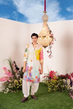 Vanilla Bloom Kurta Cowl Pant Set