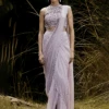 Lilac Embroidered Pre Draped Saree -Lillys Clothing Shop EGQ