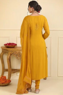 Mustard Georgette Chikankari Embellished Kurta Set -Lillys Clothing Shop ESKC042311 2 339c2694 6903 4b3e a66e 2bf2157e4475