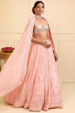 Pink Georgette Chikankari Embellished Lehenga Set -Lillys Clothing Shop ESKC042312 1