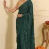 Bottle Green Georgette Saree Set -Lillys Clothing Shop ESKC042323 1