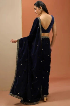Blue Velvet Saree Set -Lillys Clothing Shop ESKC102404 001 29