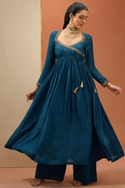 Blue Angrakha Anarkali Set -Lillys Clothing Shop ESKC102406 001 13