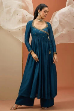 Blue Angrakha Anarkali Set -Lillys Clothing Shop ESKC102406 001 22
