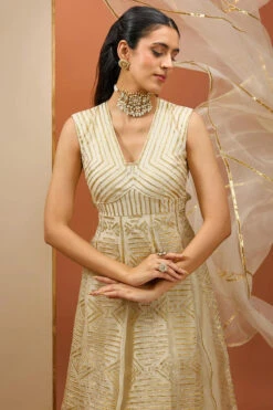 Offwhite Golden Lasses Anarkali Set -Lillys Clothing Shop ESKC102410 001 20