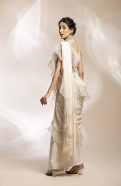 Off-White Stitched Drape Saree -Lillys Clothing Shop F2711EA5 D7FF 4E97 9FE9 312180522A2F