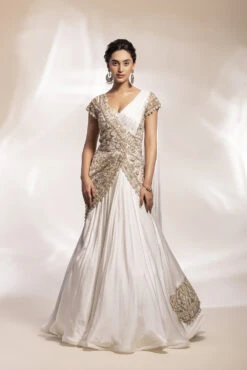 White Drape Saree Gown