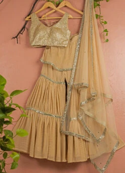 Gold Sharara With Sequin Blouse