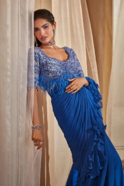 Blue Ruffle Pre Draped Saree -Lillys Clothing Shop HOE6 10 22 1339copy 1800x1800 7344c7e8 3ef3 4466 bd6f ee863bb2ac18
