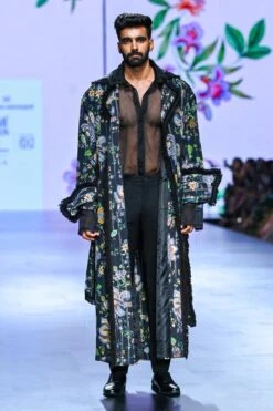 AHAM - Printed Trench Coat And Pants