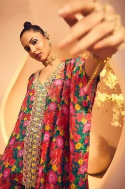 Green Multi Kaftan Sharara