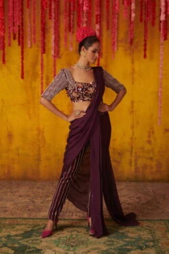 Purple Pant Saree Set -Lillys Clothing Shop IMG 1946 scaled 600x900 1