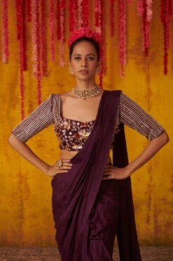 Purple Pant Saree Set -Lillys Clothing Shop IMG 1952 scaled 600x900 1