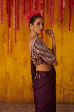 Purple Pant Saree Set -Lillys Clothing Shop IMG 1956 scaled 600x900 1