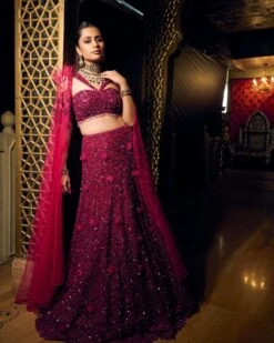 Ruby Pink Sequin Lehenga