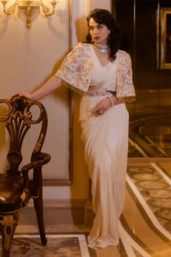 Ivory Roman Draped Saree -Lillys Clothing Shop IMG 0030 670x b6a88256 ae46 4047 85b7 bd33d51ee966