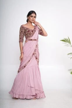 Lavender Modal Satin Pre-Draped Lehenga Saree Set -Lillys Clothing Shop IMG 0103