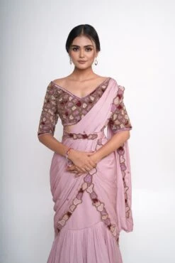 Lavender Modal Satin Pre-Draped Lehenga Saree Set -Lillys Clothing Shop IMG 0108