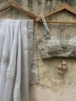 Grey Organza Mirror Work Saree -Lillys Clothing Shop IMG 1229