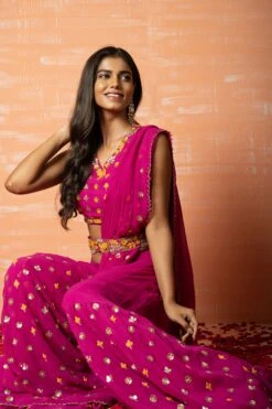 Purple Embroidered Sharara Saree Set -Lillys Clothing Shop IMG 1774