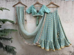 Ocean Green Ruffle Lehenga Set