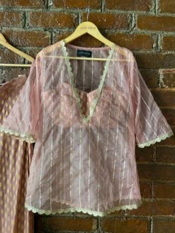 Nude Pink Bustier And Palazzo Pant With Kurta -Lillys Clothing Shop IMG 7286