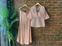 Nude Pink Bustier And Palazzo Pant With Kurta -Lillys Clothing Shop IMG 7288