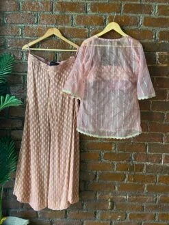 Nude Pink Bustier And Palazzo Pant With Kurta -Lillys Clothing Shop IMG 7290