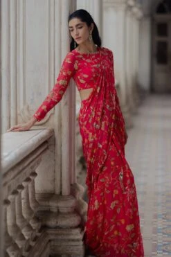 Peony Pink Pre Draped Saree -Lillys Clothing Shop IMG 7415 1472x2208 ec2afc4c f3b9 48f1 8eb8 4d8a6b4f32f9