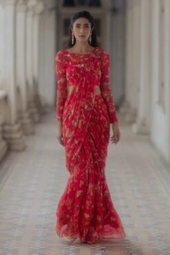 Peony Pink Pre Draped Saree