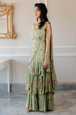 Pista Green Pre Draped Saree -Lillys Clothing Shop IMG 8519 670x f0094818 4822 4331 a343 3672582fb572