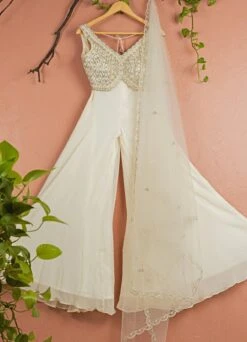 Ivory Sharara With Zardosi Blouse And Dupatta