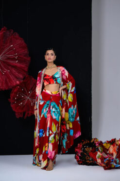 Our Peony Dhoti Skirt Set Printed Bralette