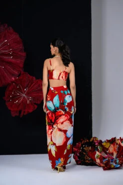 Our Peony Dhoti Skirt Set Printed Bralette -Lillys Clothing Shop JBF 30872e