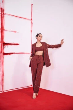 Brown Crystal Blazer Set -Lillys Clothing Shop JBF 3967