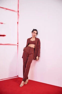 Brown Crystal Blazer Set -Lillys Clothing Shop JBF 3977