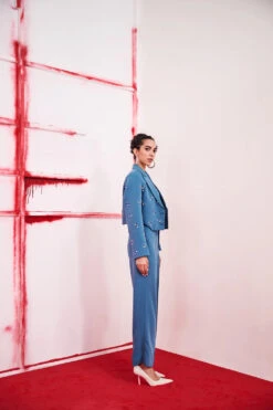 Teal Crop Blazer Set -Lillys Clothing Shop JBF 4661