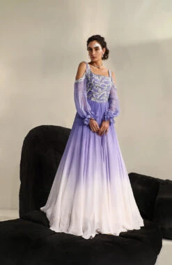 Purple Crepe Attina Ombre Effect Gown