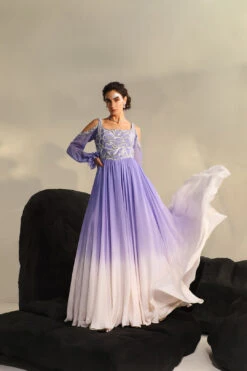 Purple Crepe Attina Ombre Effect Gown -Lillys Clothing Shop Jade 1944copy