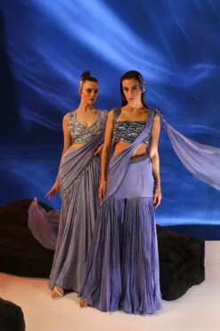 Purple Amaris Gharara Saree With Embroidered Bustier -Lillys Clothing Shop Jade 2381copy