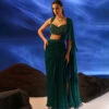 Green Celia Pre-draped Saree With Embroidered Blouse -Lillys Clothing Shop Jade 2515copy