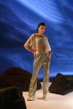 Grey Georgette - Bustier Kelpie Hand Embroidered Cape And Pant Set -Lillys Clothing Shop Jade 2624copy