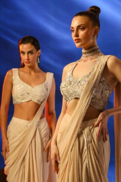 Peach Nerida Pre-draped Saree With Cutdana Embroidered Blouse -Lillys Clothing Shop Jade 2710copy 80e028a1 c09a 4f95 8c91 e45ffeec0ad4