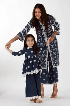 Mulmul Cotton Jolie Kurta Navy With Jolie Sharara Navy -Lillys Clothing Shop JolieNavy 2 700x bbd3dc62 1aee 40ba 842e f44629996975