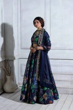 Pocket Kali Lehenga With Front Open Blouse & Heavy Embroidered Dupatta -Lillys Clothing Shop JuhiBengani OY001 2